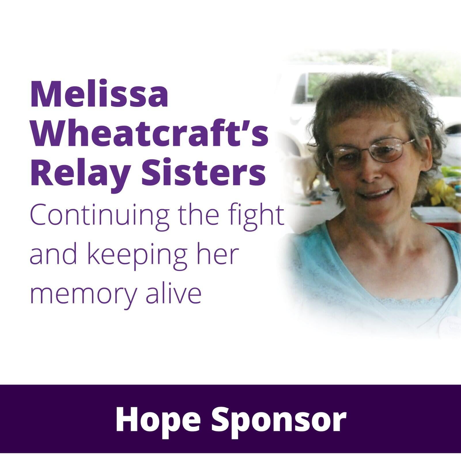 Melissa Wheatcraft's Relay Sisters with a photo of Melissa Wheatcraft