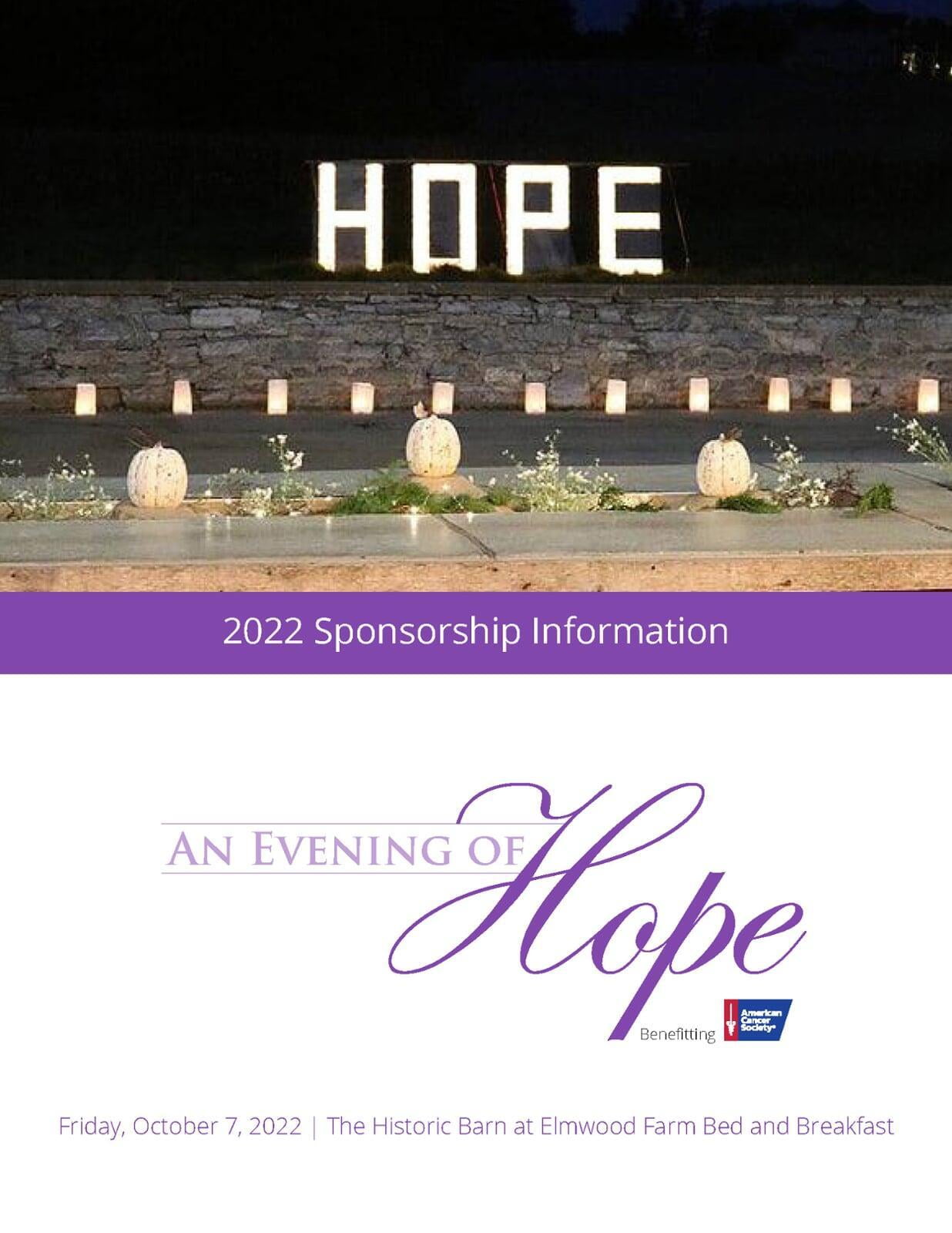 An Evening of Hope Sponsorship Package